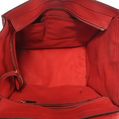 Celine Drummed Calfskin Mini Luggage Bag Red 5 of 10