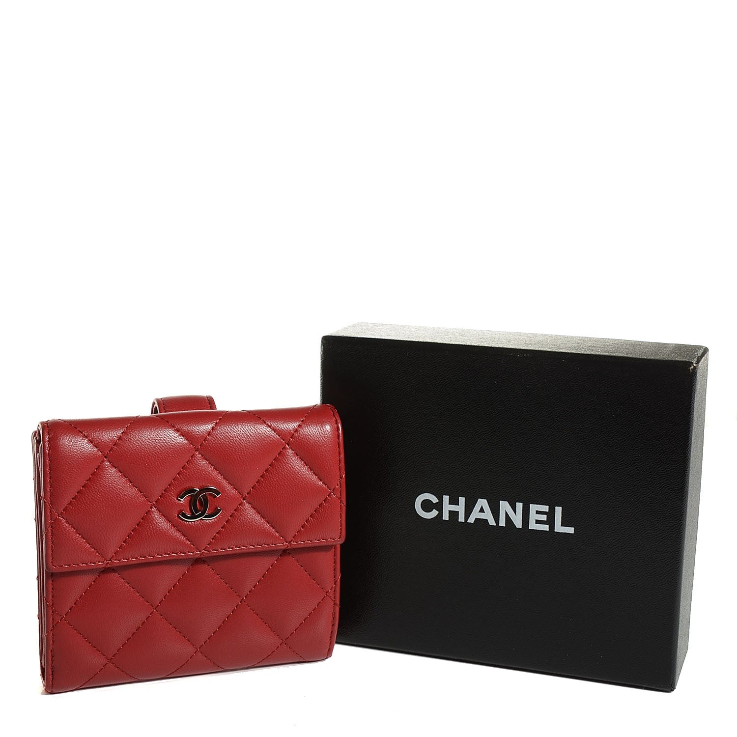 Chanel Lambskin Quilted French Flap Wallet Red 5 of 9