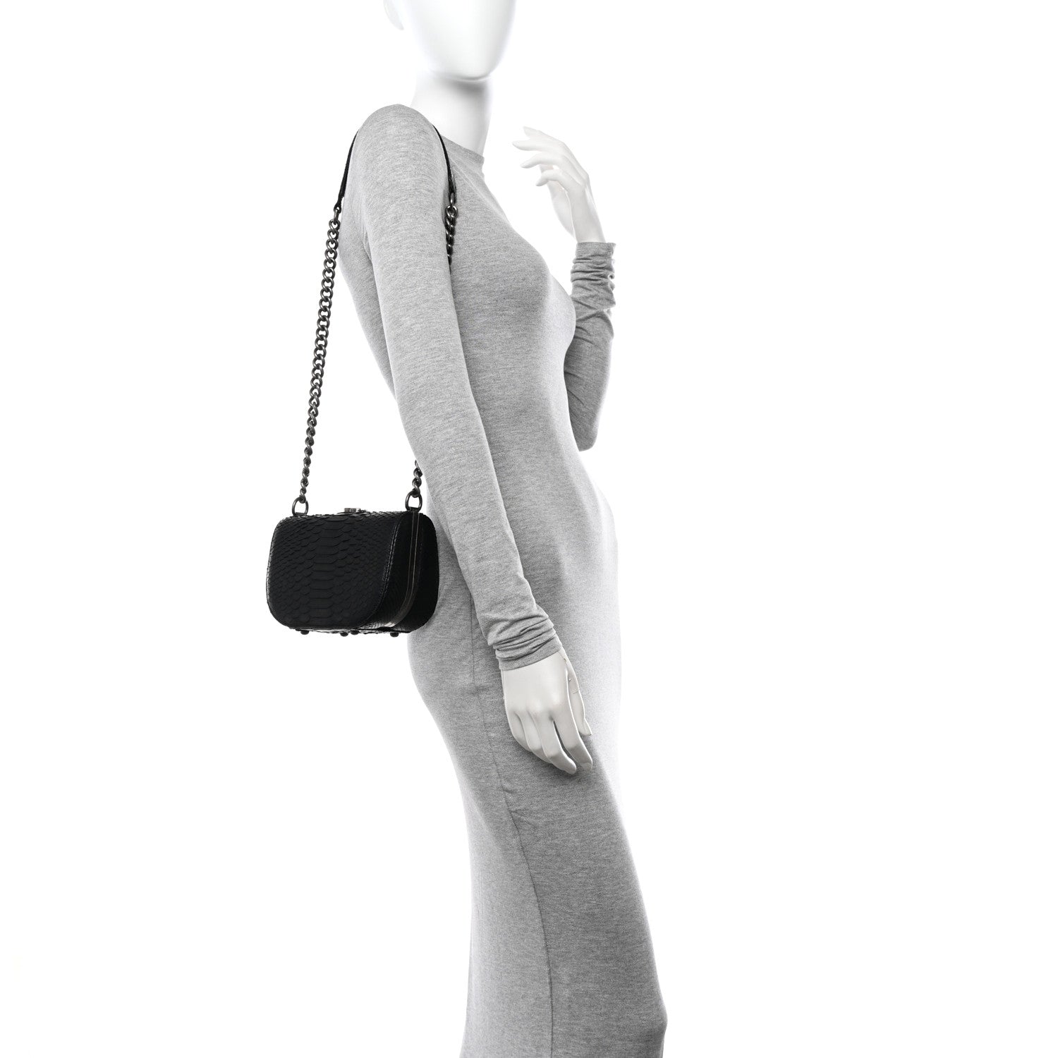Chanel Snakeskin Box Kisslock Crosssbody Black 3 of 11