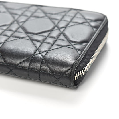 Christian Dior Lambskin Cannage Lady Dior Zip Wallet Black 11 of 12