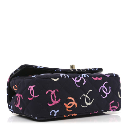 Chanel Printed Fabric Quilted Mini Rectangular Flap Black Pink Blue Yellow Orange 4 of 11