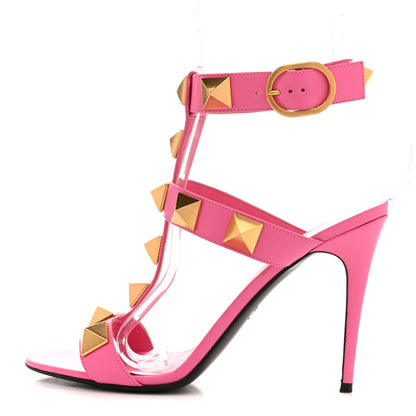Valentino Garavani Calfskin Roman Stud Ankle Strap 100mm Sandals 39.5 Pink 1 of 10