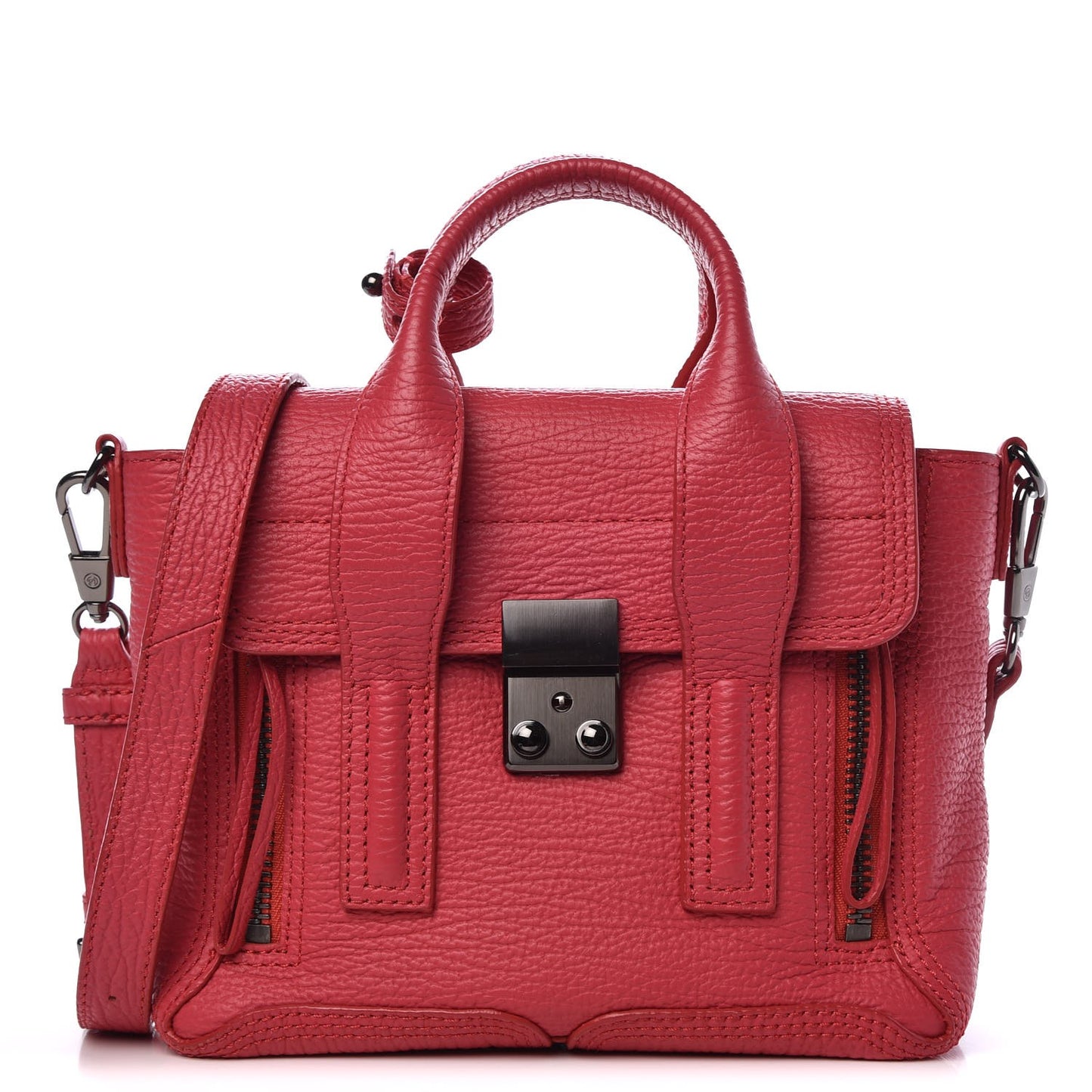3.1 Textured Calfskin Mini Pashli Satchel Raspberry