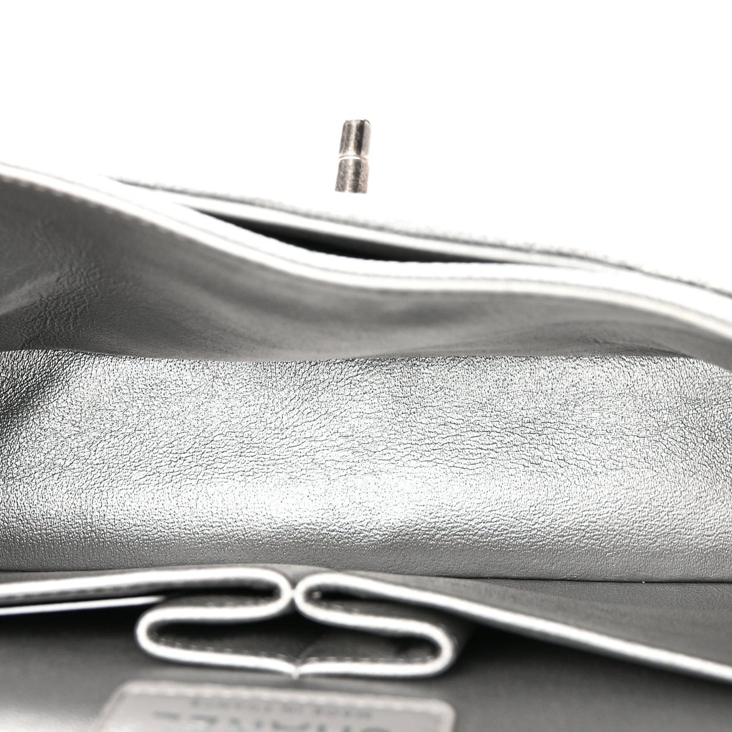 Metallic Caviar Quilted Medium Double Flap Silvery
