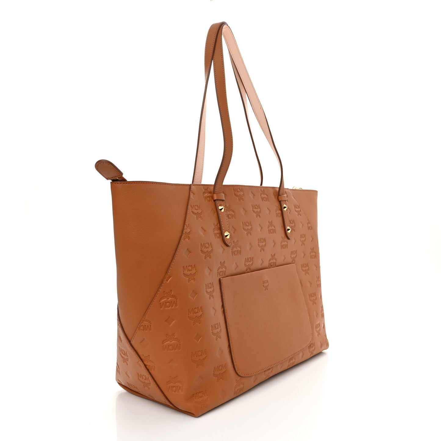 Calfskin Ottomar Monogram Medium Klara Top Zip Tote Cognac