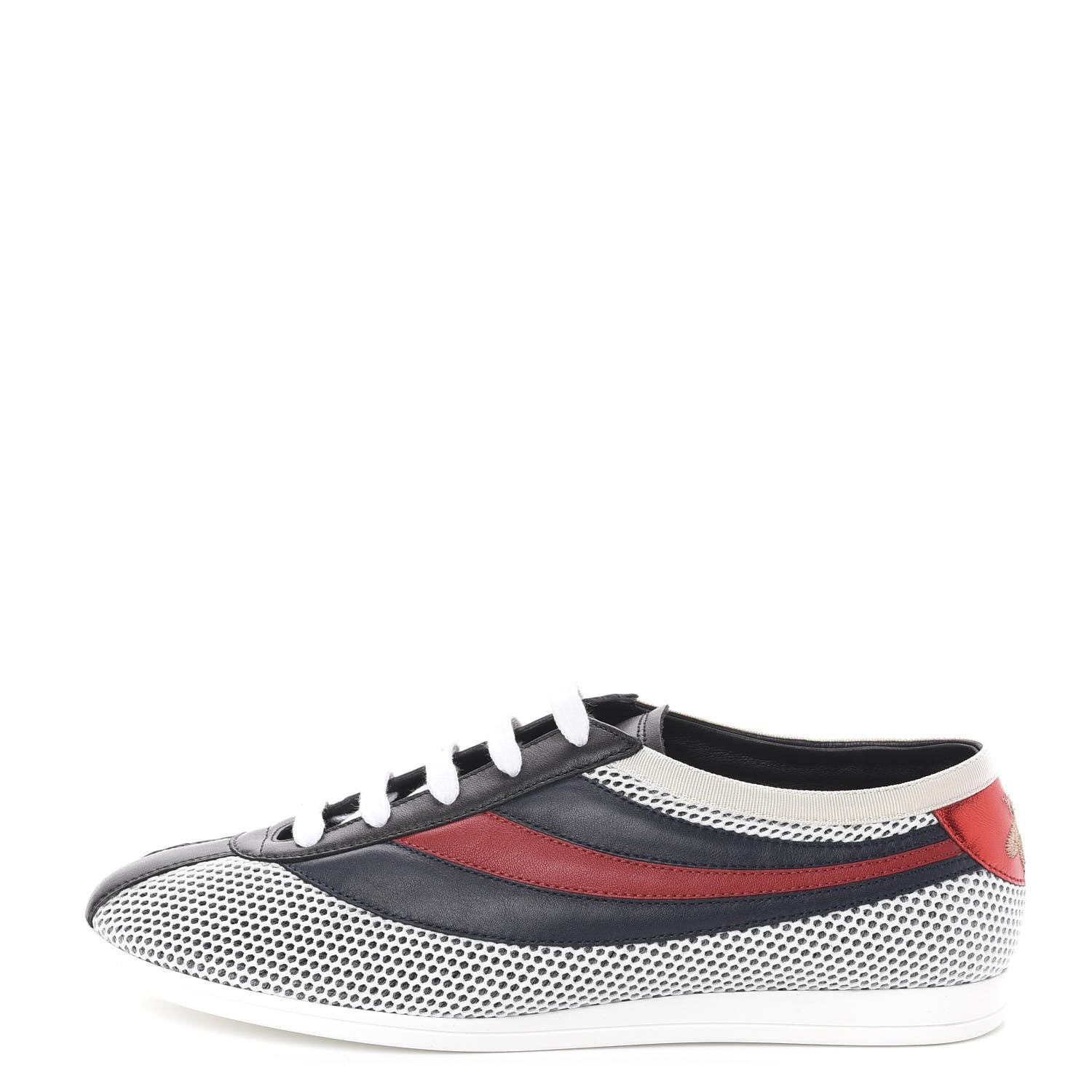 Gucci Calfskin Web Falacer Sneakers 7.5 White Blue Red 1 of 9