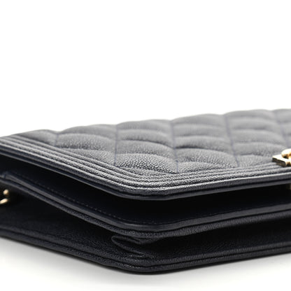 Chanel Caviar Quilted Boy Wallet On Chain WOC Navy 10 of 12