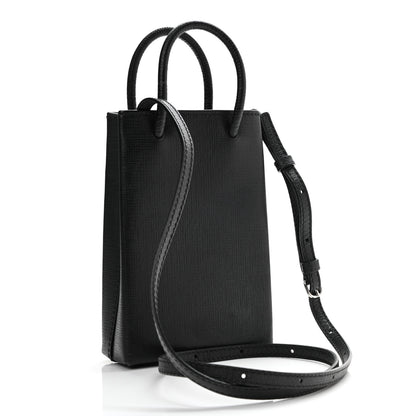Balenciaga Squared Calfskin Logo Shopping Phone Holder Bag Black 3 of 10