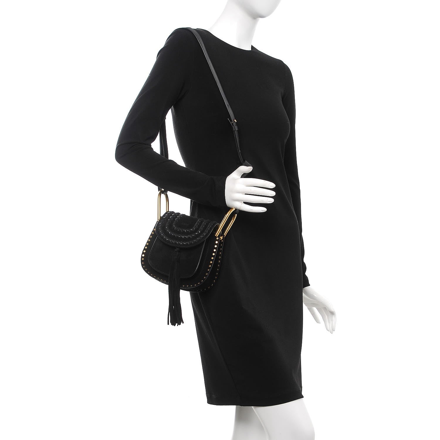 Chloe Suede Braided Small Hudson Shoulder Bag Black 2 of 7