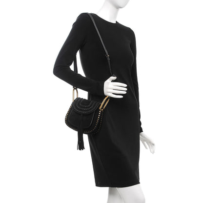 Chloe Suede Braided Small Hudson Shoulder Bag Black 2 of 7