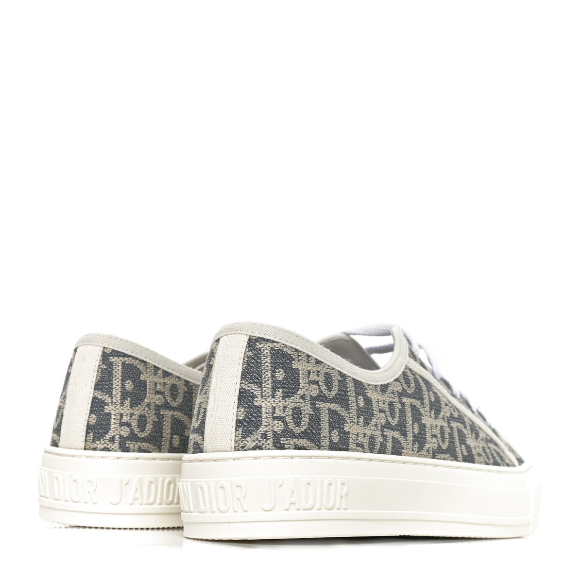 Christian Dior Oblique Chambray Raffia Effect Walk'N'Dior Low Top Sneakers 37 Blue Light Biscuit 4 of 8