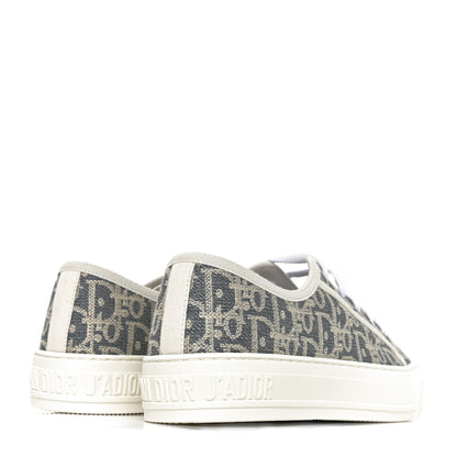 Christian Dior Oblique Chambray Raffia Effect Walk'N'Dior Low Top Sneakers 37 Blue Light Biscuit 4 of 8