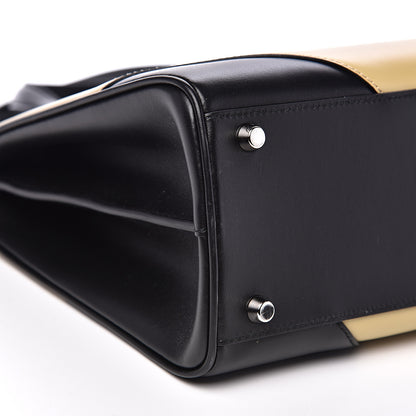 Gucci Smooth Calfskin Diagonal Striped Medium Zumi Top Handle Bag Black Beige 8 of 9