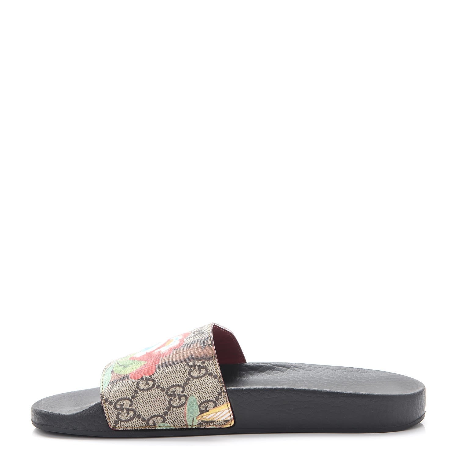 Gucci GG Supreme Monogram Tian Print Slide Sandals 35 36 Black Ebony Multicolor 2 of 19