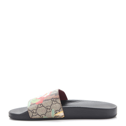 Gucci GG Supreme Monogram Tian Print Slide Sandals 35 36 Black Ebony Multicolor 2 of 19