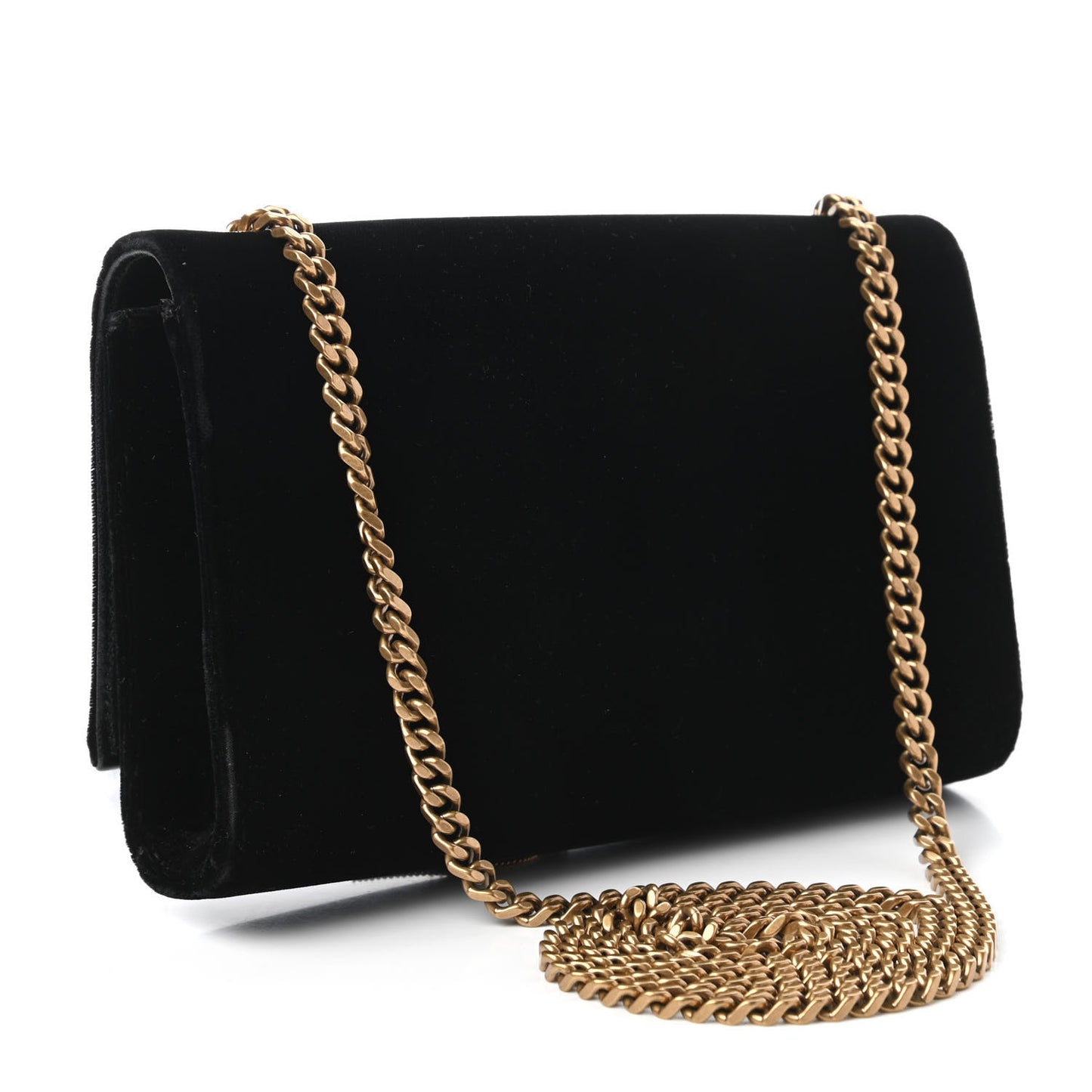 Velvet Small Monogram Kate Tassel Shoulder Bag Black