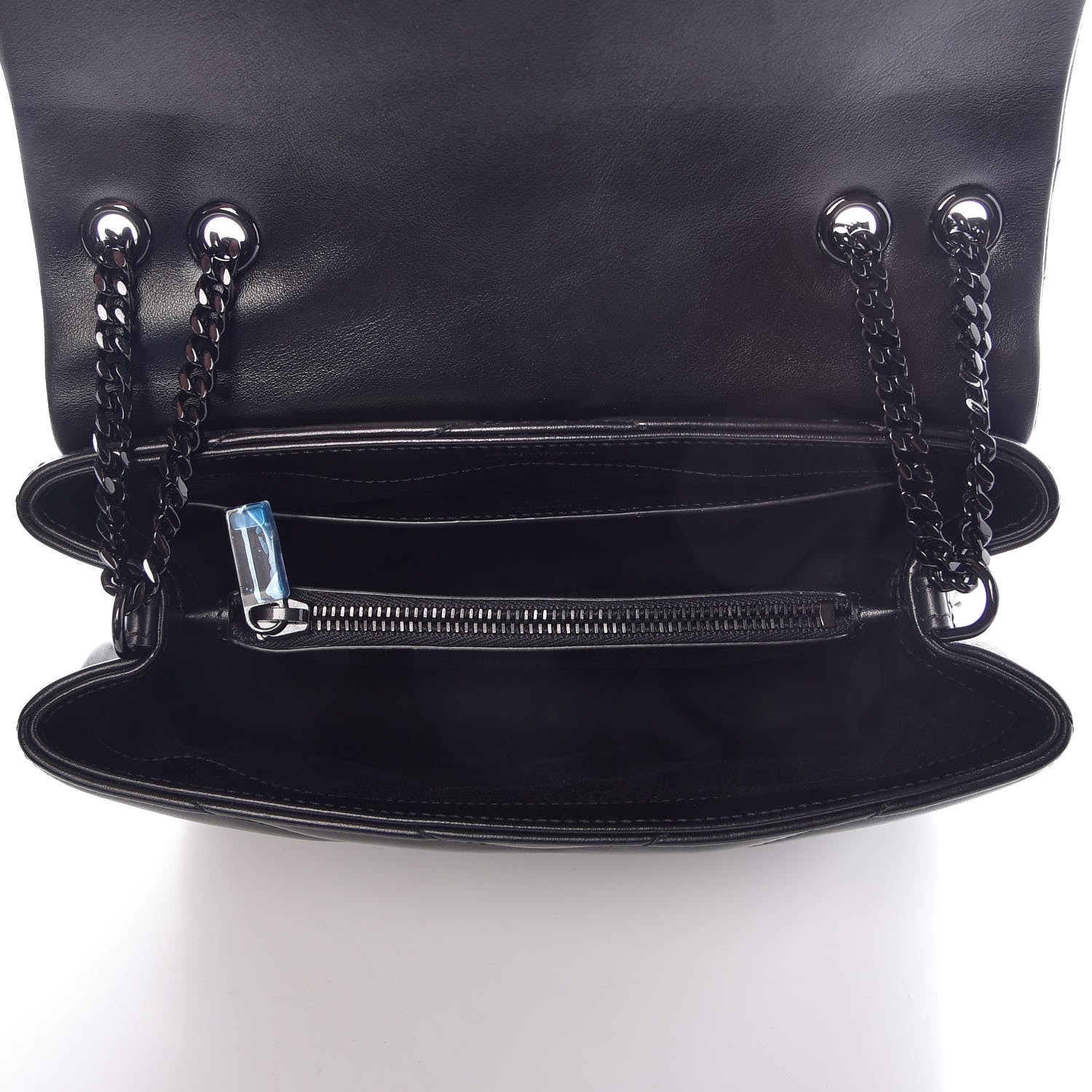 Saint Laurent Calfskin Y Quilted Monogram Small Loulou Chain Satchel Black 5 of 7