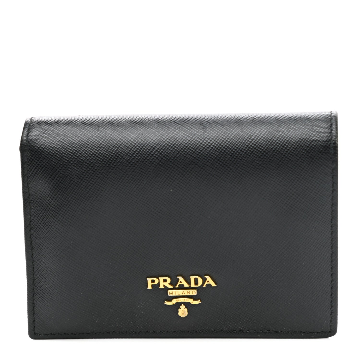 Prada Saffiano Metal Bi-Fold Wallet Black 1 of 6