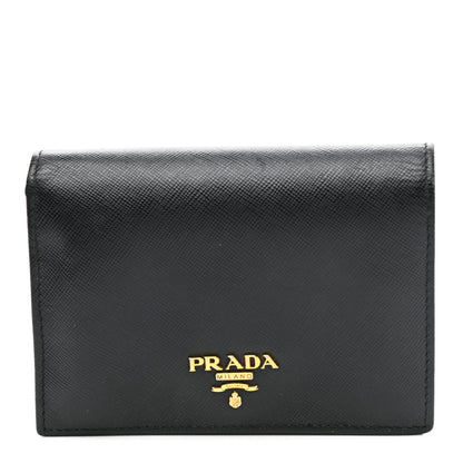 Prada Saffiano Metal Bi-Fold Wallet Black 1 of 6