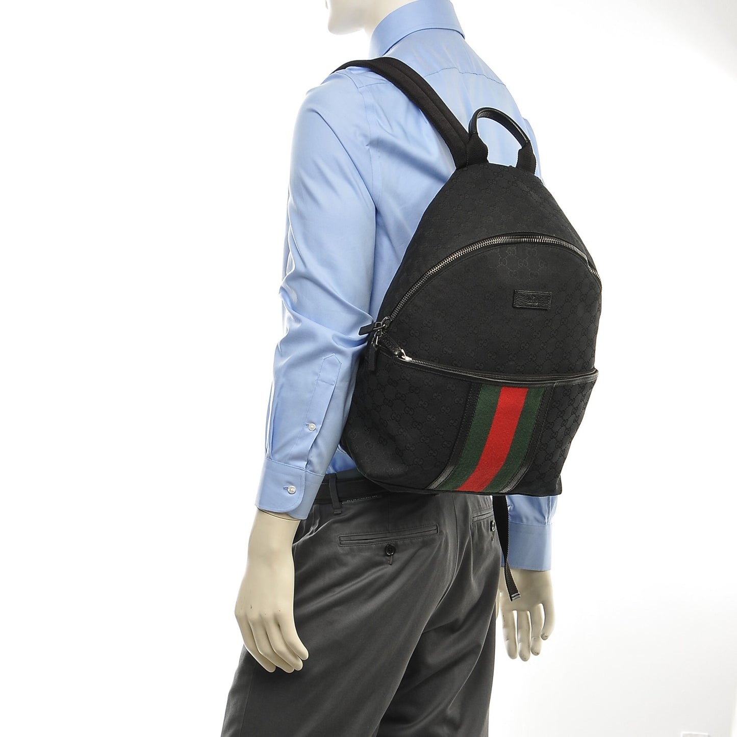 GG Monogram Web Medium Classic Backpack Black