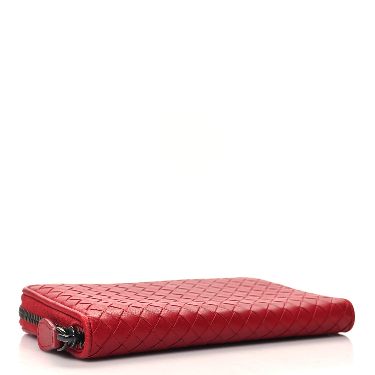 Nappa Intrecciato Zip Around Wallet Red