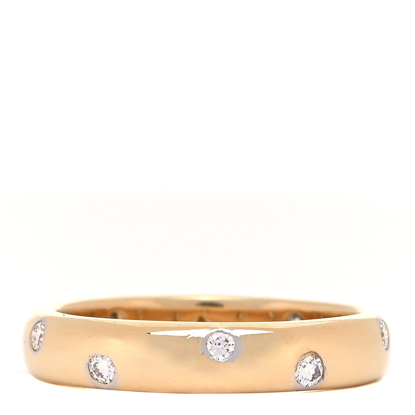 18K Yellow Gold Platinum Diamond 4mm Etoile Band Ring 54 7
