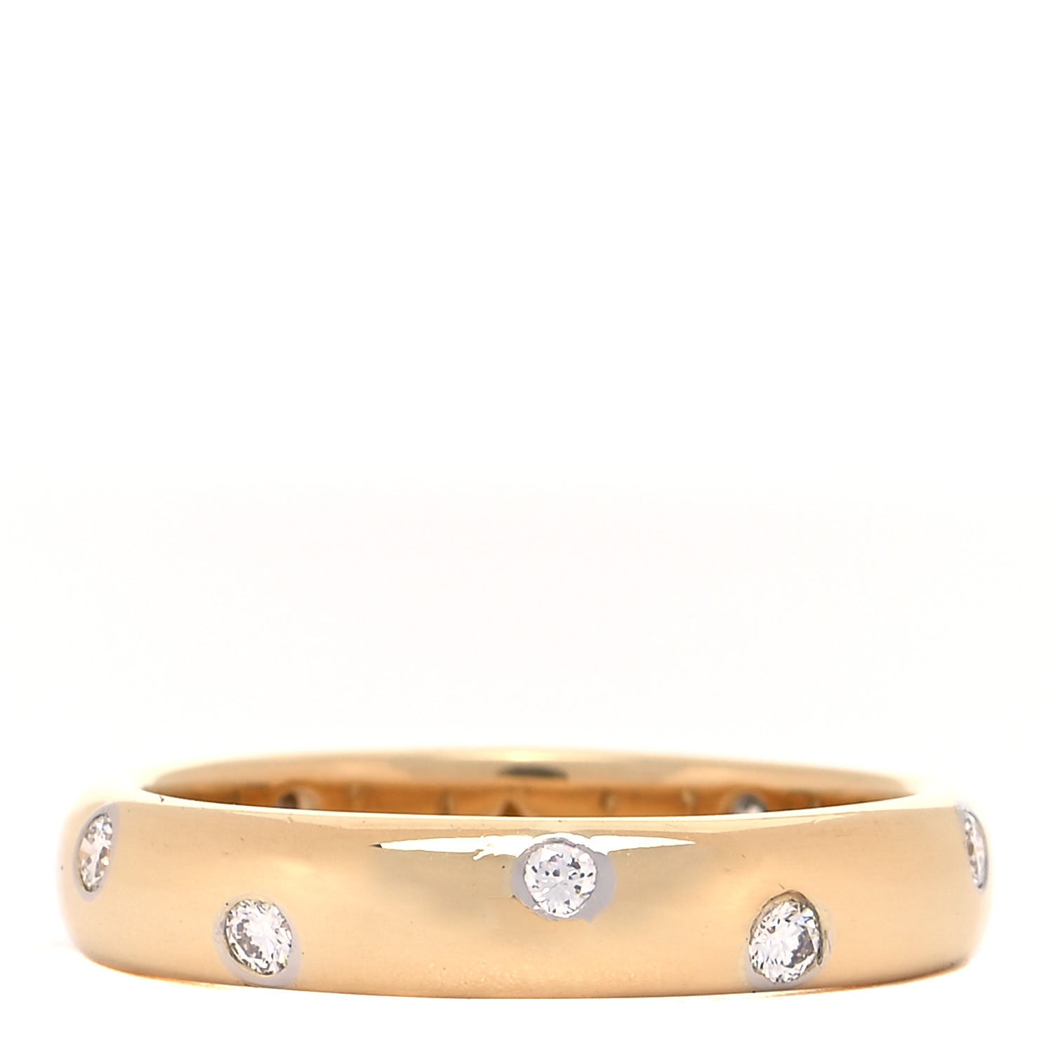 Tiffany 18K Yellow Gold Platinum Diamond 4mm Etoile Band Ring 54 7 1 of 4