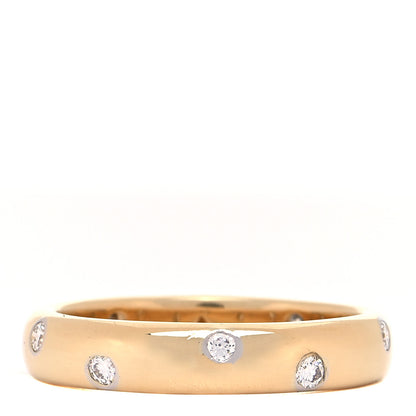Tiffany 18K Yellow Gold Platinum Diamond 4mm Etoile Band Ring 54 7 1 of 4