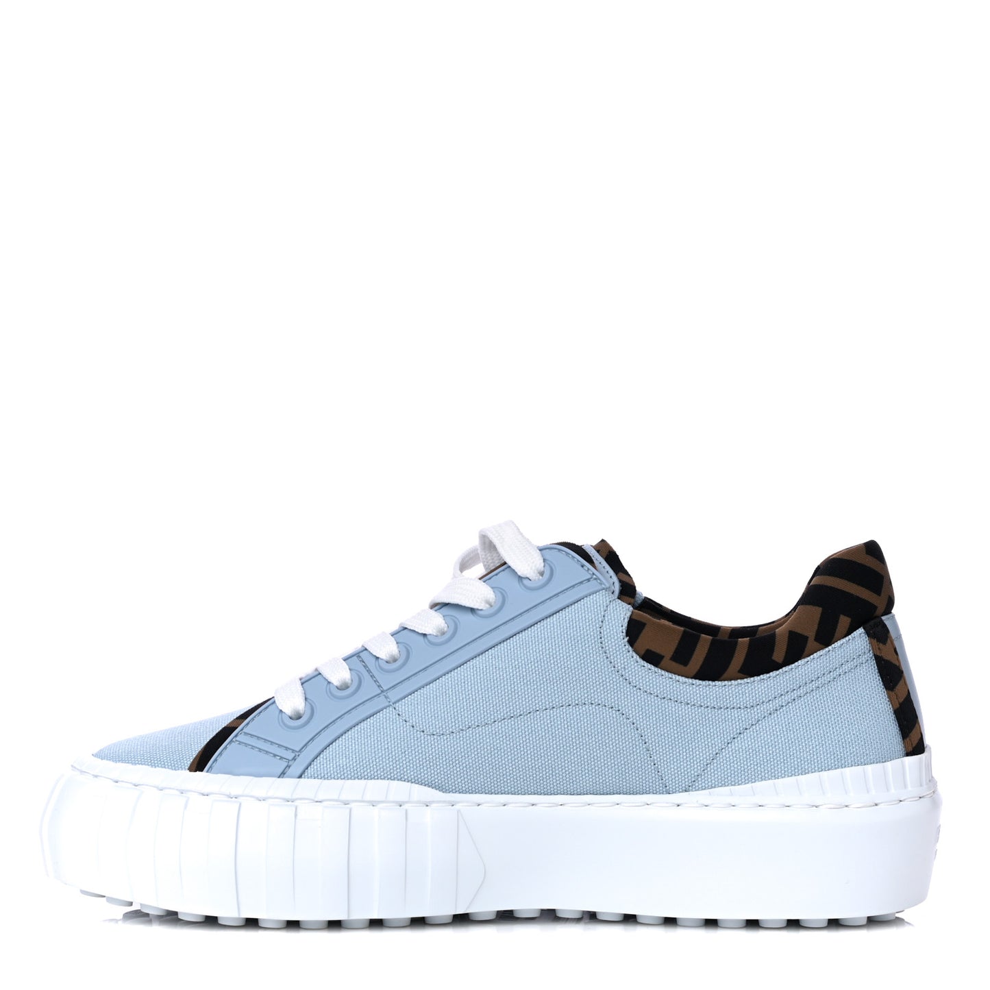 Canvas Lycra TPU FF Womens Fendi Force Low Top Sneakers 39 Sky Tobacco Black