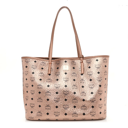 MCM Metallic Visetos Medium Reversible Shopper Tote Champagne Gold 4 of 18
