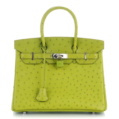 Hermes Ostrich Birkin 30 Vert Anis 1 of 25