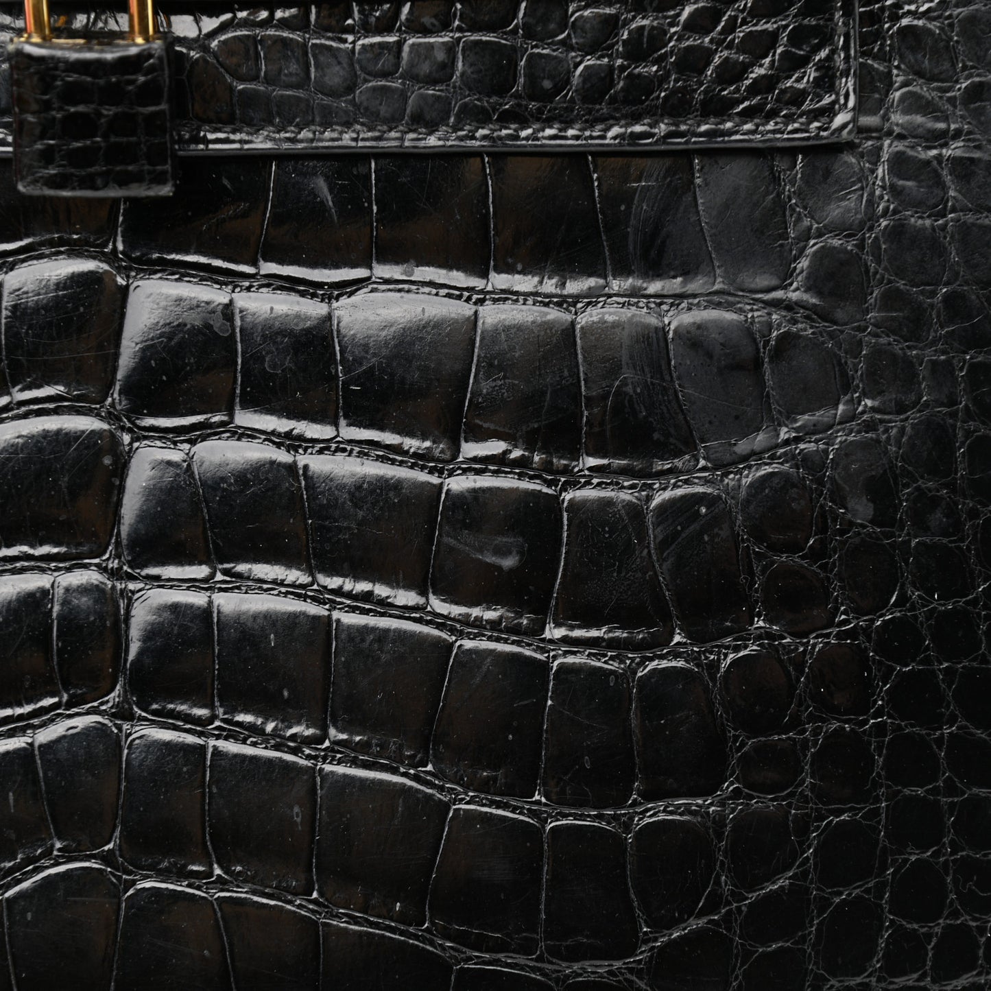 Shiny Alligator Kelly Sellier 28 Black