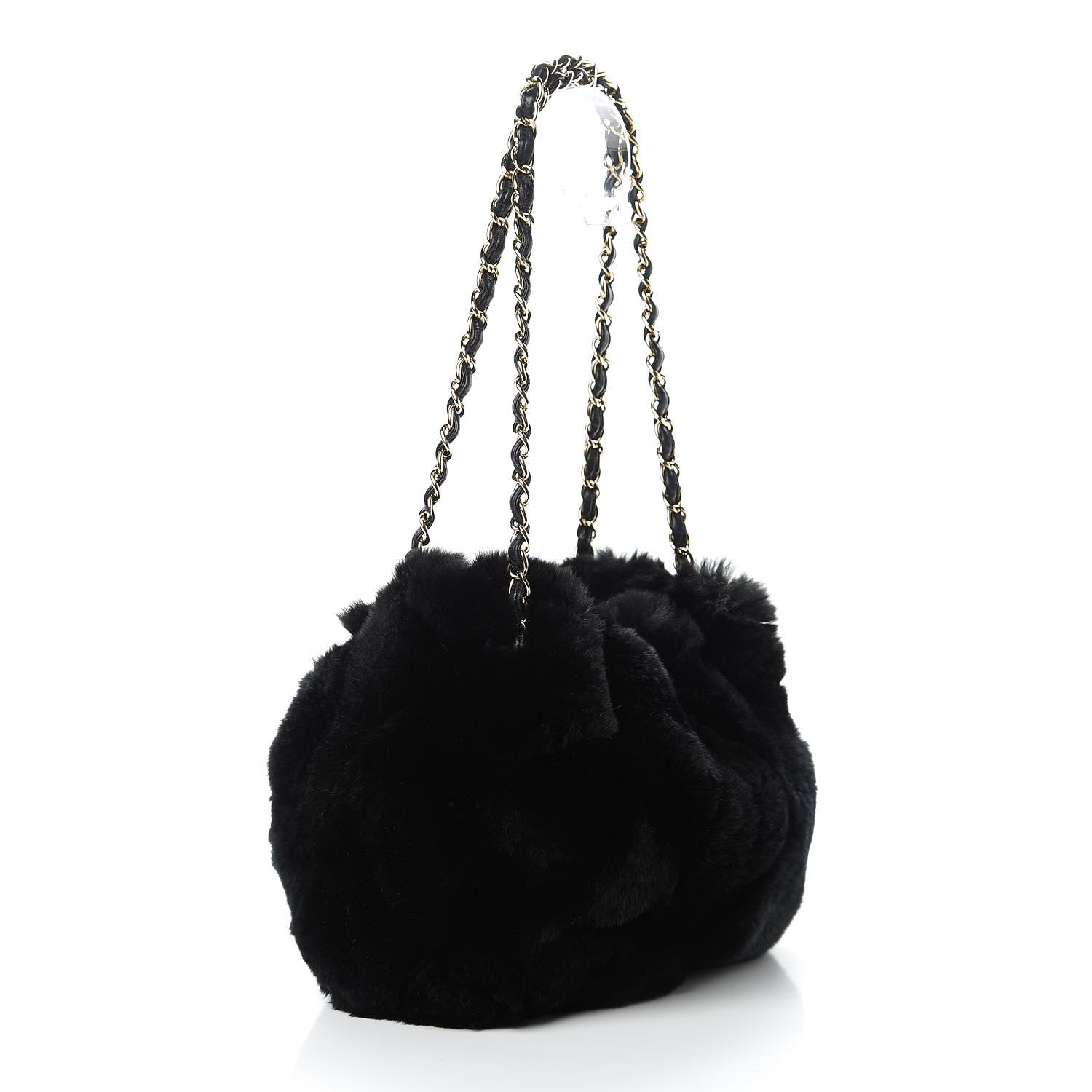 Chanel Rabbit Fur Harlequin Shoulder Bag Black 4 of 11