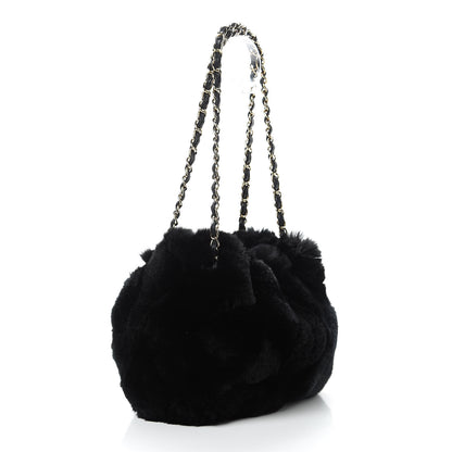 Chanel Rabbit Fur Harlequin Shoulder Bag Black 4 of 11