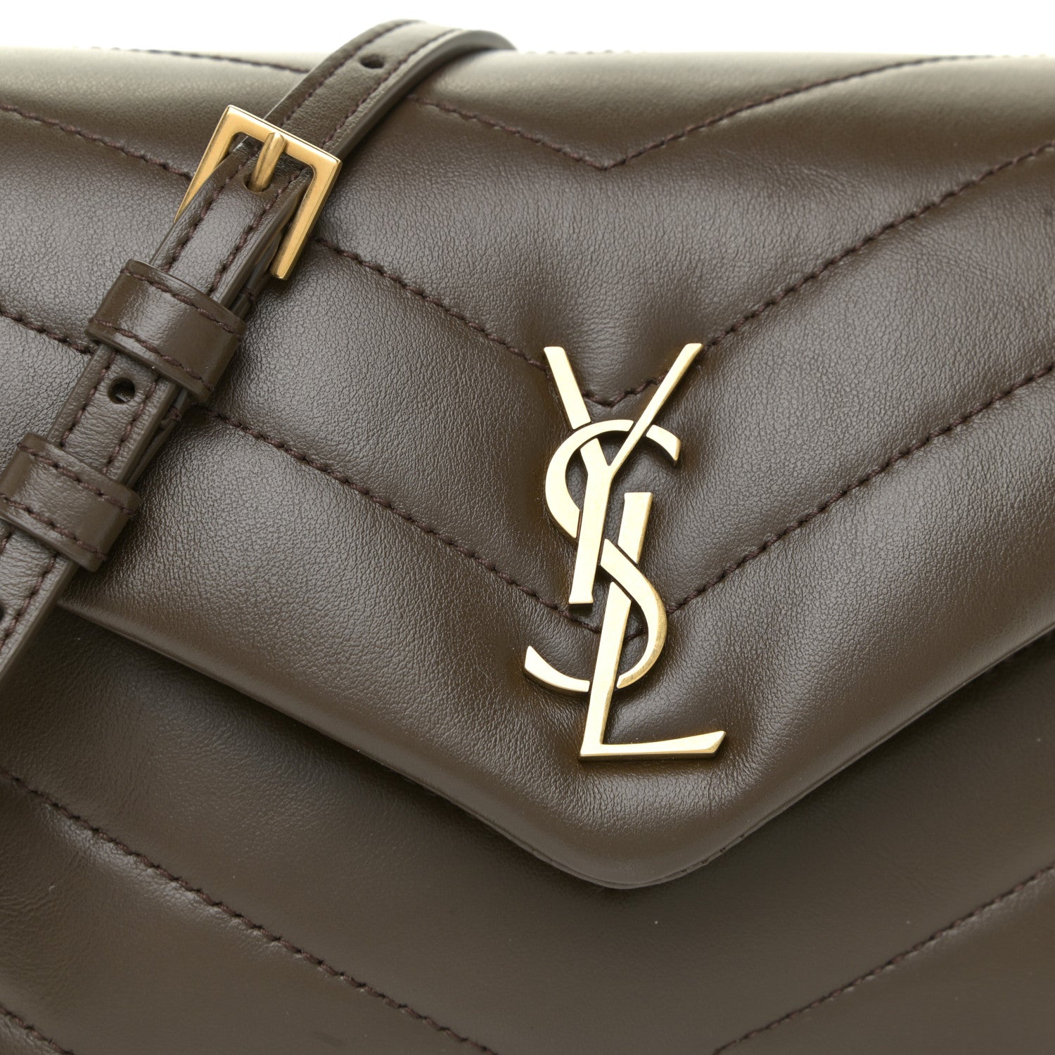 Saint Laurent Calfskin Y Quilted Monogram Toy Loulou Crossbody Bag Earth 9 of 16