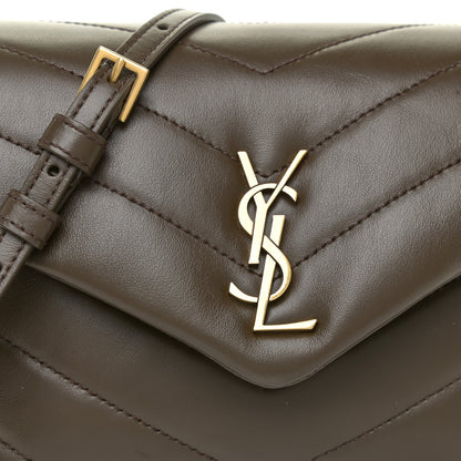 Saint Laurent Calfskin Y Quilted Monogram Toy Loulou Crossbody Bag Earth 9 of 16