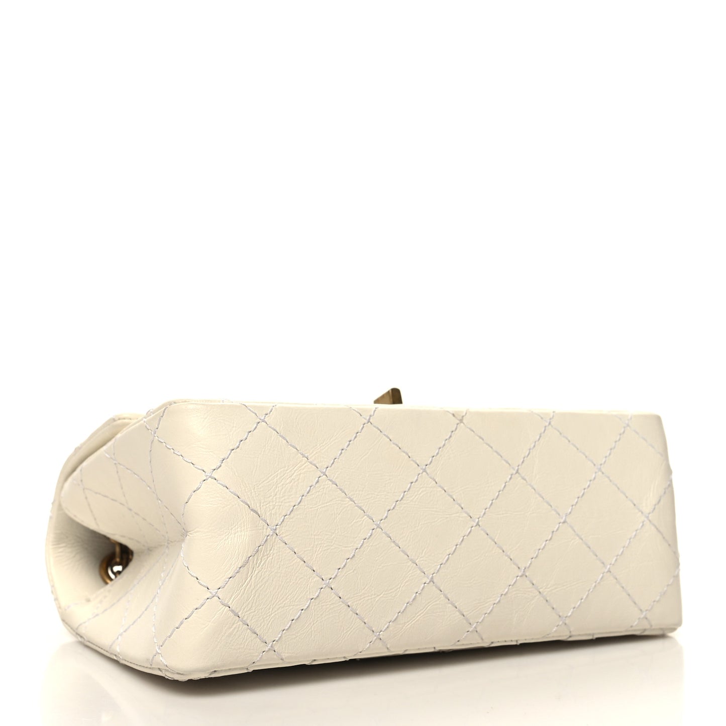 Aged Calfskin Quilted 2.55 Reissue Mini Flap White