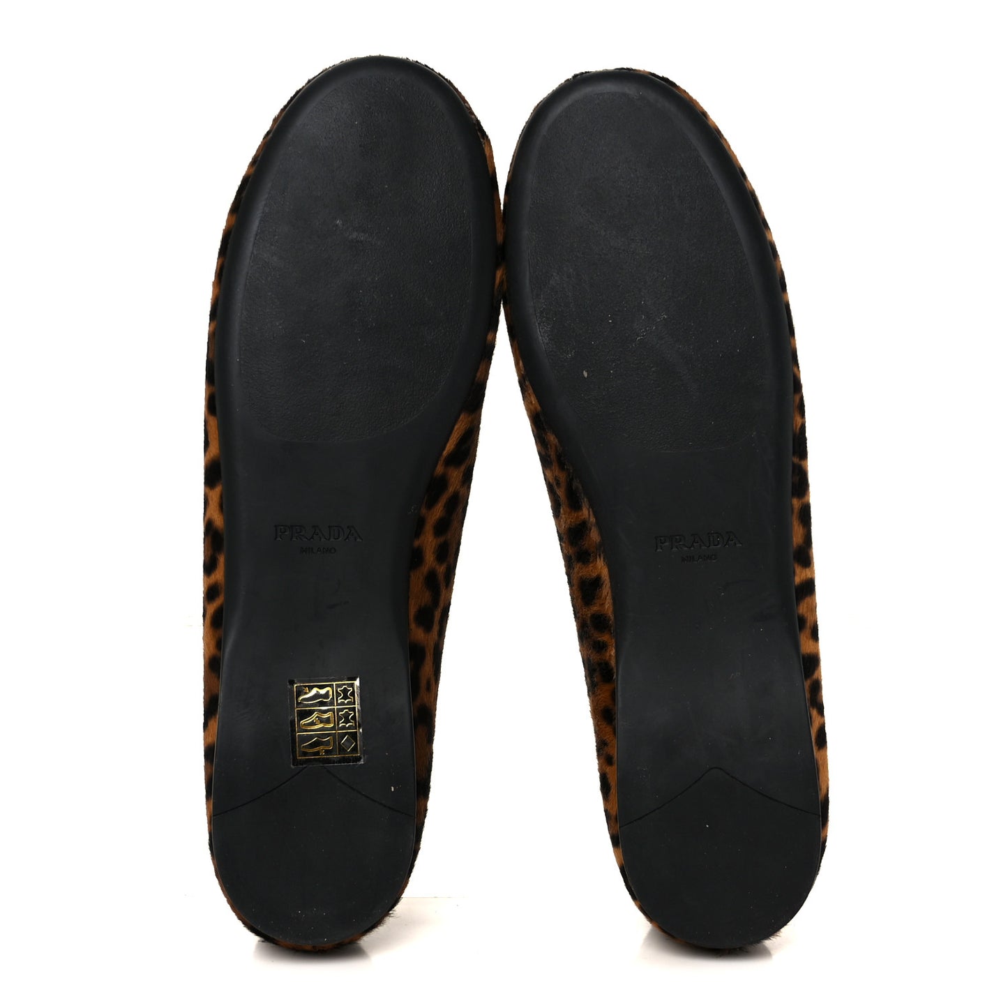 Calf Hair Leopard Print Ballerina Flats 38.5 Honey