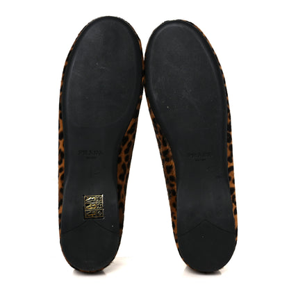 Prada Calf Hair Leopard Print Ballerina Flats 38.5 Honey 6 of 8