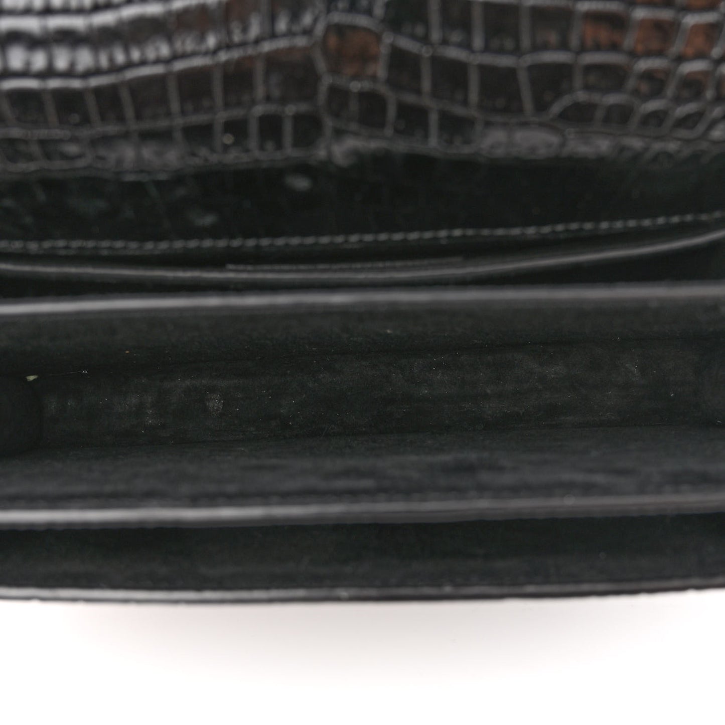 Calfskin Crocodile Embossed Medium Monochrome Monogram Sunset Black