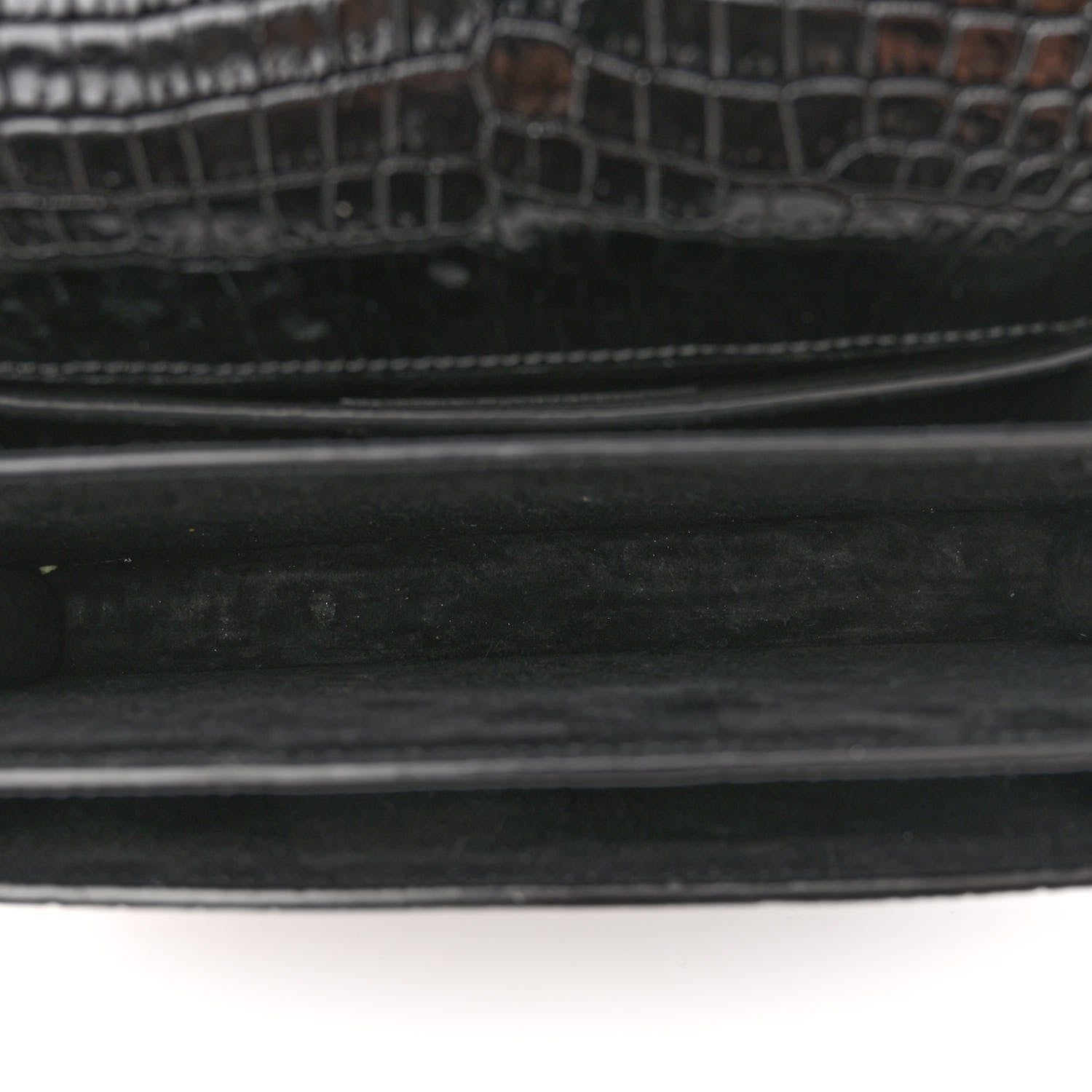 Saint Laurent Calfskin Crocodile Embossed Medium Monochrome Monogram Sunset Black 5 of 10