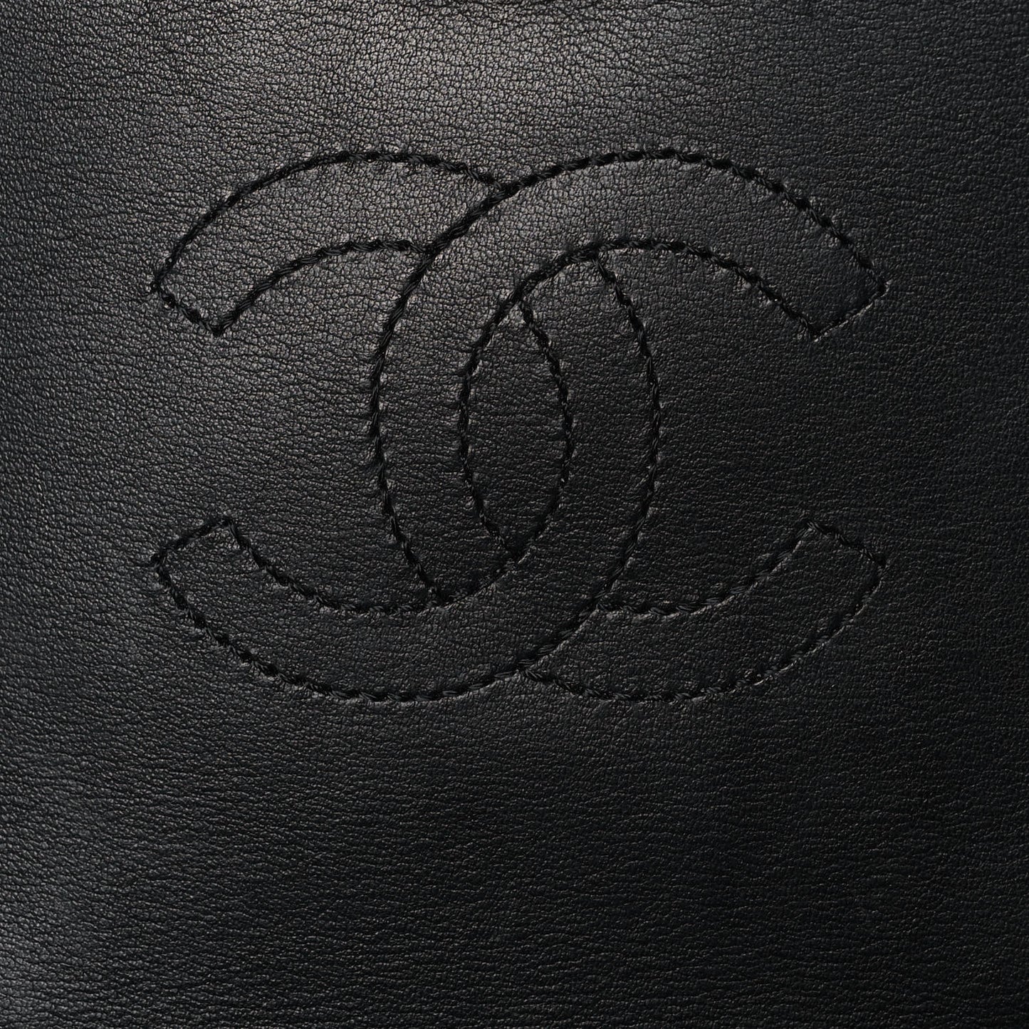 Calfskin Chevron Quilted Medium Statement Flap Black