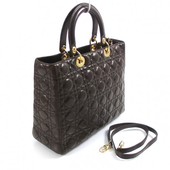 Christian Dior Lambskin Cannage Large Lady Dior Brown 3 of 9