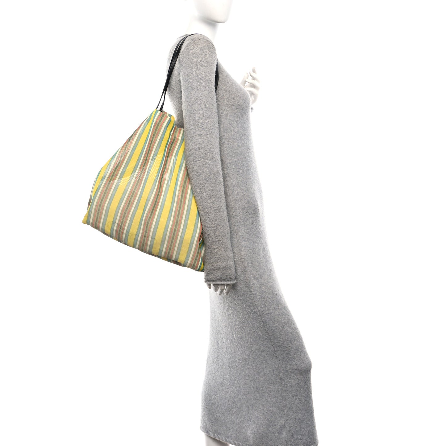 Mesh Saddle Calfskin Barn Tote Bag Multicolor