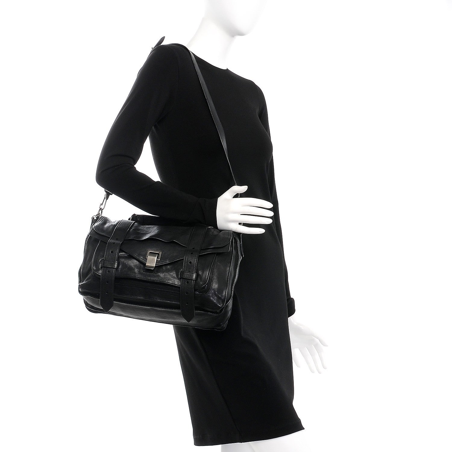 Proenza Schouler Lambskin Medium PS1 Satchel Black 3 of 9