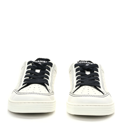 Chanel Calfskin Womens Logo Sneakers 36.5 Black White 2 of 7