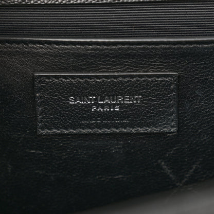 Saint Laurent Grain De Poudre Textured Mixed Matelasse Triquilt Medium Monogram Satchel Black 6 of 11