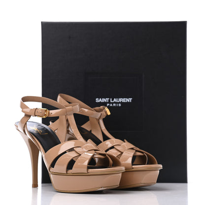 Saint Laurent Patent Tribute 75 Platform Sandals 40.5 Dark Nude 21 of 21