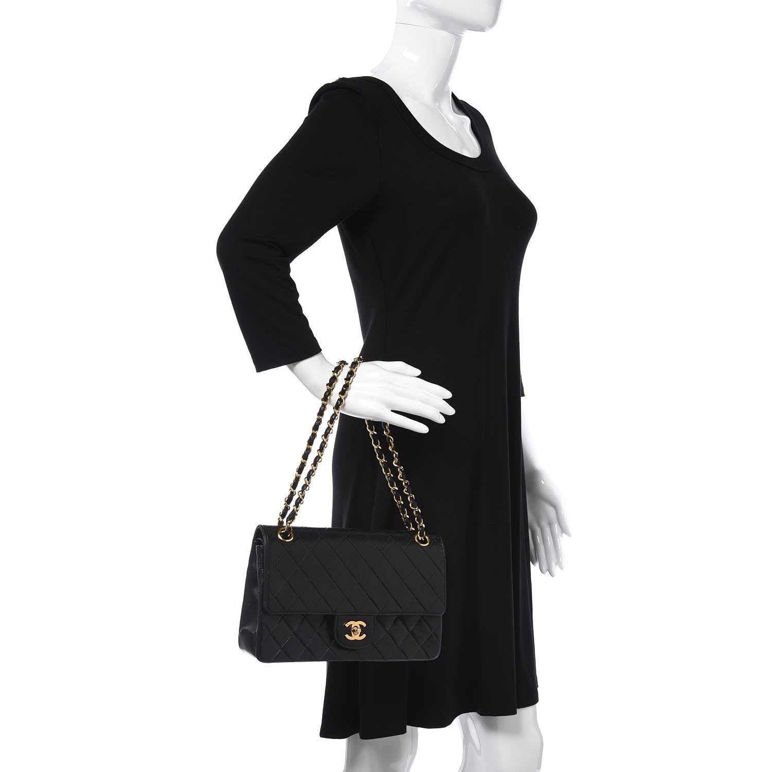 Chanel Lambskin Quilted Medium Double Flap Black 2 of 12