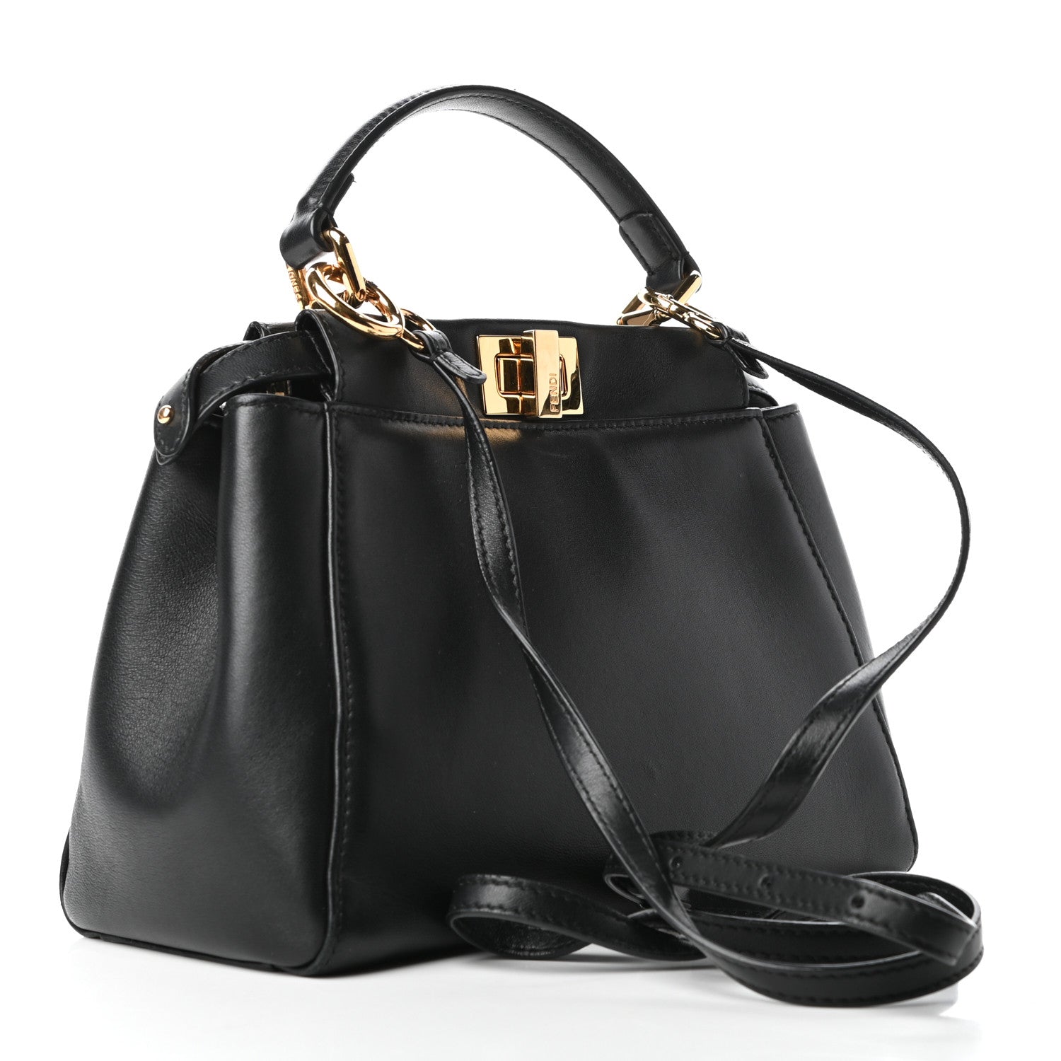 Fendi Nappa Mini Peekaboo Iconic Satchel Black 3 of 8